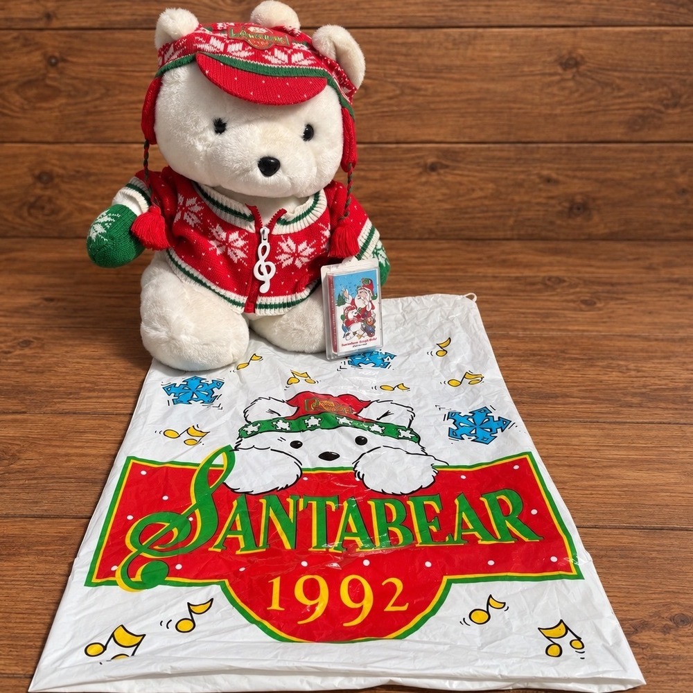 1992 Dayton Hudson Santabear COMPLETE Bear Bag Sing-A-Long Cassette Vintage